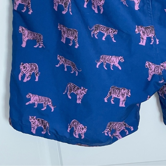 BONOBOS Banzai 7-inch Swim Trunks In Le Tigre Print Blue Pink - 35434 - Picture 8 of 11